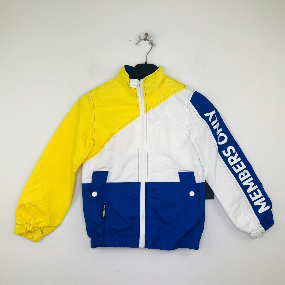Members Only Kid's 7 Jacket Blue White Yellow Colorblock Windbreaker NWT BM12